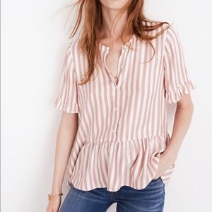 Madewell Studio Ruffle-Hem Top in Cecilia Stripe